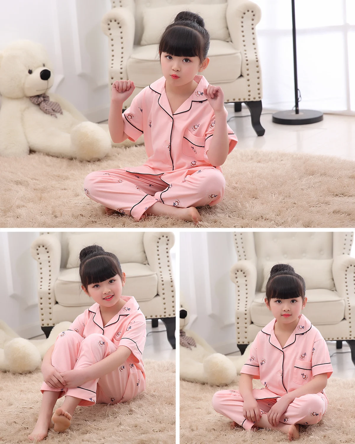 Новые летние детские пижамы с принтом, хлопковая одежда для сна детские пижамы комплект для нижнее белье для мальчиков Костюмы Детские костюмы футболка+ штаны 2 шт. R