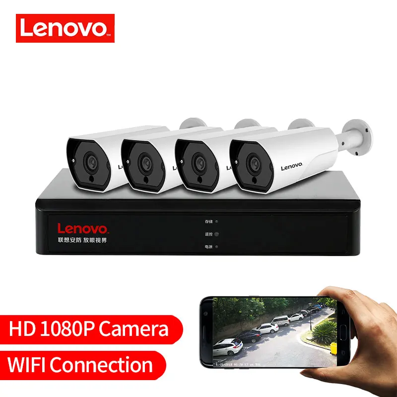 LENOVO 4CH 1080P POE NVR комплект 2.0MP HD камера видеонаблюдения системы безопасности аудио монитор ip-камера P2P уличная система видеонаблюдения