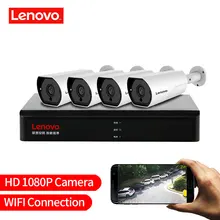 LENOVO 4CH 1080 P POE NVR комплект 2.0MP HD видеонаблюдения Камера Системы аудио ip-камера с монитором P2P наружного видеонаблюдения Системы