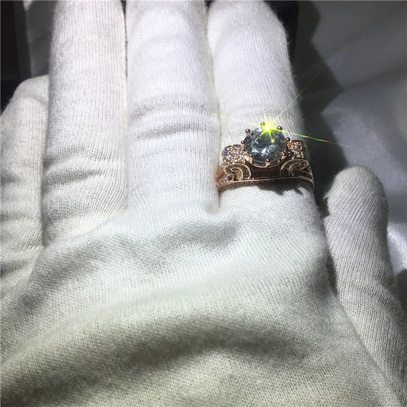 Choucong модное кроеное кольцо 3ct 5A Циркон Cz розовое золото заполненное 925 Серебряное