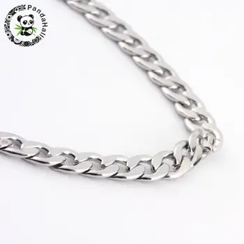 

316 Stainless Steel Curb Chains Necklaces, with Lobster Claw Clasps, Stainless Steel Color, 23.6"(60cm); 3mm