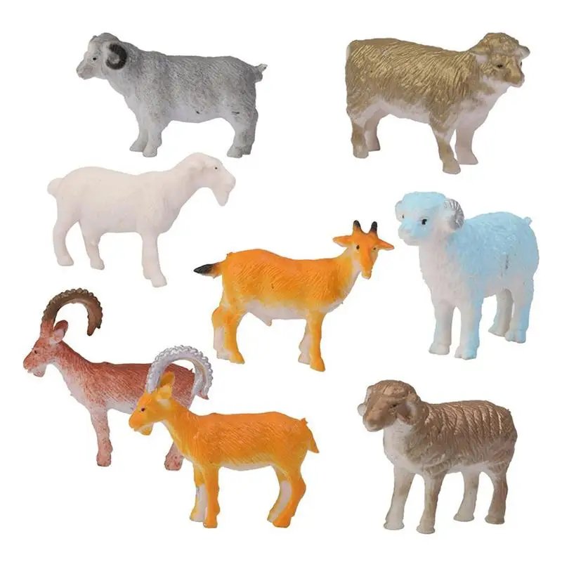 

8 PCS Farm Animal Model Plastic Sheep Figure Funny Toys for Indoor Playing Games Kids Children Best Gift (Multicolor)