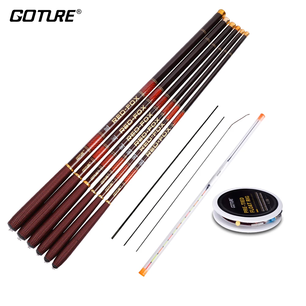 Goture Rod Combo телескопическая удочка 3,0 м-7,2 м углеродное волокно 2/8-3/7 мощная ручная Удочка+ рыболовная поплавок и запасная верхняя часть-три наконечника