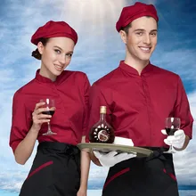 (5 get 10%off,10 get apron)Man/woman short sleeve coffee shop restaurant hotel short sleeve waiter uniform work wear clothes