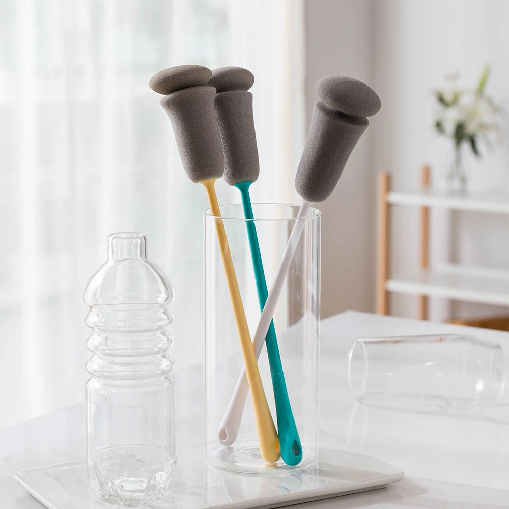 

Long Handle Bottle Cleaning Brushes Hand Sponge Cup Mug Washing Brush Small Bottle Mouth Available Kitchen Bar Cleaning Tools