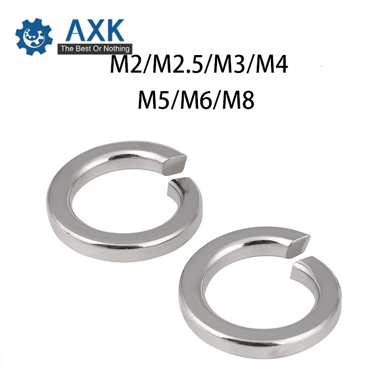

100Pcs DIN127 GB93 M2 M2.5 M3 M4 M5 M6 M8 304 Stainless Steel Shells Pad Spring Lock Washer Elastic Gasket