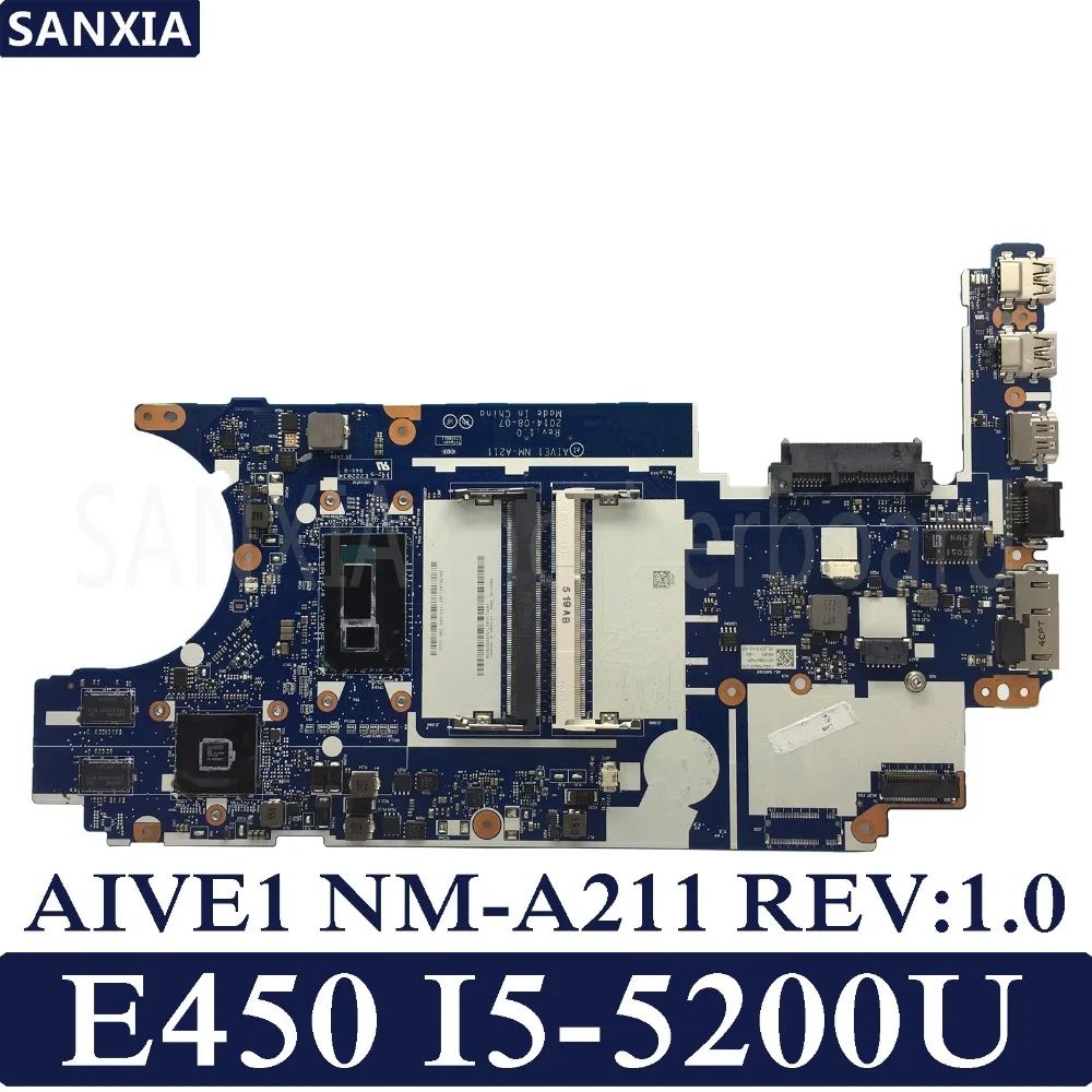 

KEFU AIVE1 NM-A211 REV:1.0 Laptop motherboard for Lenovo ThinkPad E450 E450C Test original mainboard I5-5200U