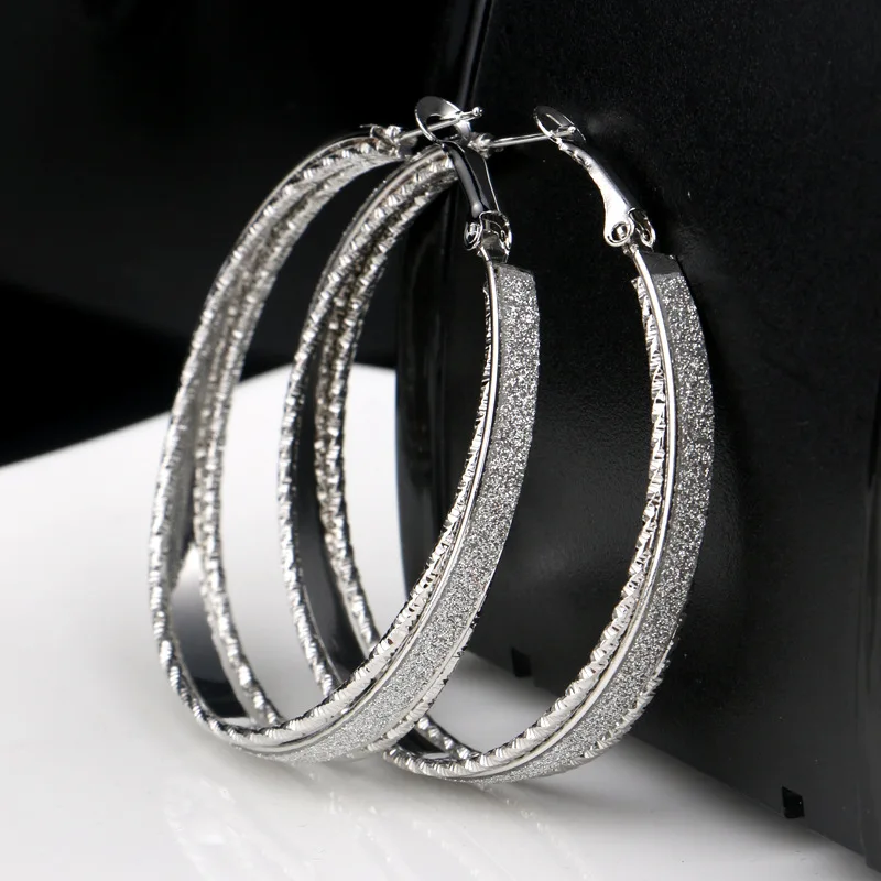 Женские простые дикие серьги, многослойные матовые сережки, круглые большие круглые серьги-кольца, ювелирные изделия для ушей, аксессуары - Окраска металла: style 2