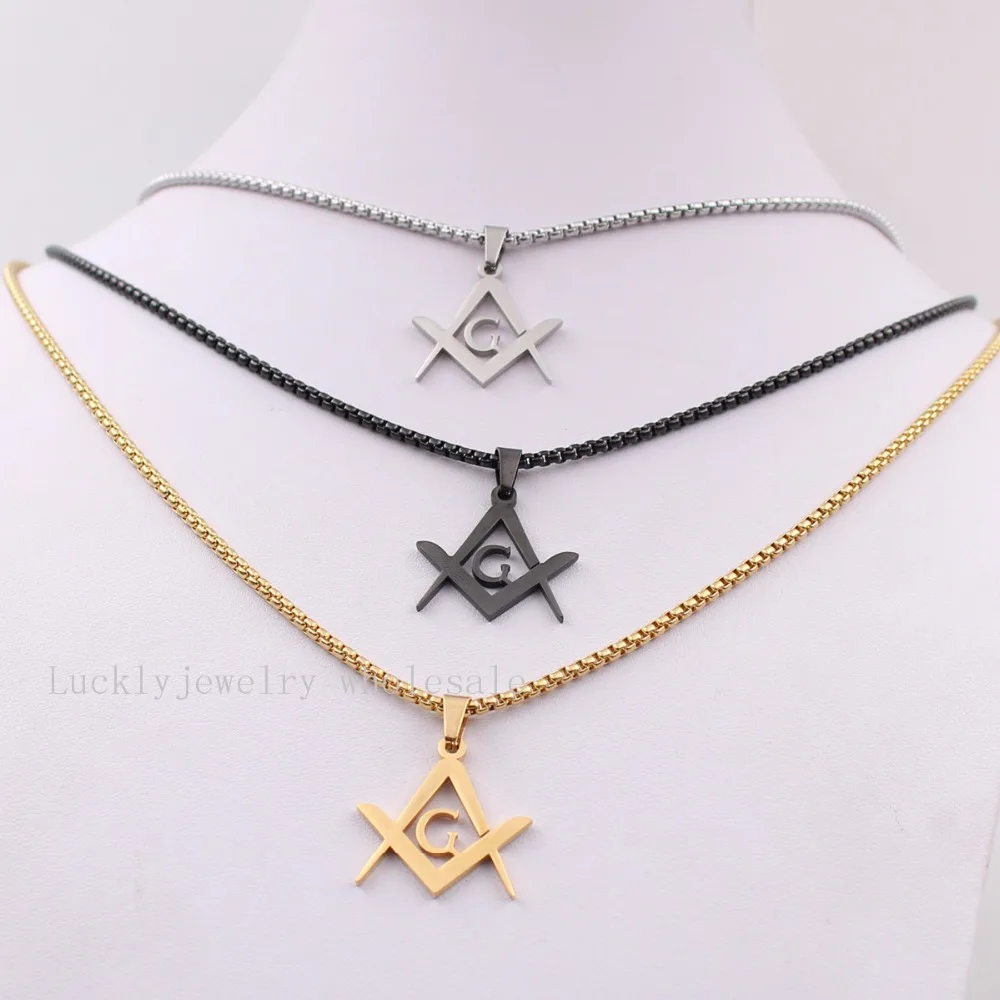 Stainless Steel Masonic Symbol Pentagram religion Jewelry Men's Rolo CHAIN necklace 6