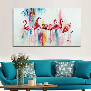 

Handpainted Animal Pictures Abstract Lovely Red-crowned Crane Art Oil Painting On Canvas For Home Decor Hang Wall Paintings