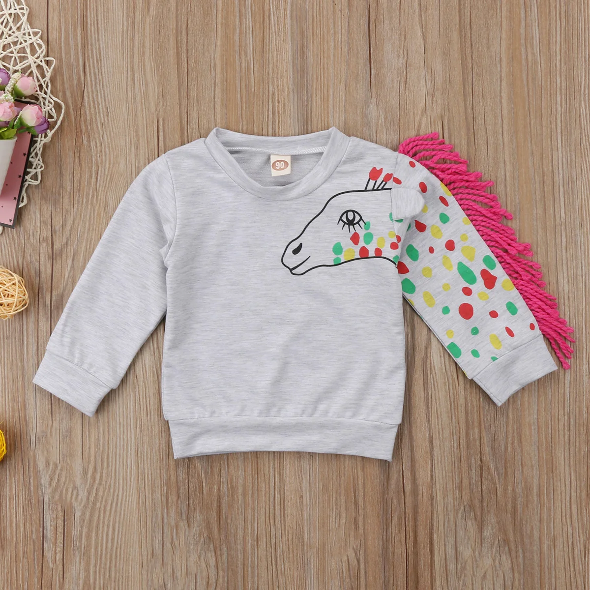 Emmaaby/милая детская одежда; джемпер с единорогом для маленьких девочек; свитер; пуловер; футболка; Осенние Топы; комплект одежды
