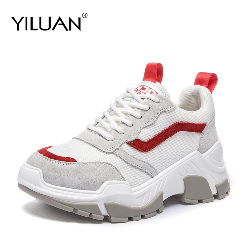 

Leather sneakers women shoes 2019 autumn new student running Daddy shoes thick-soled sports casual shoes Breathable