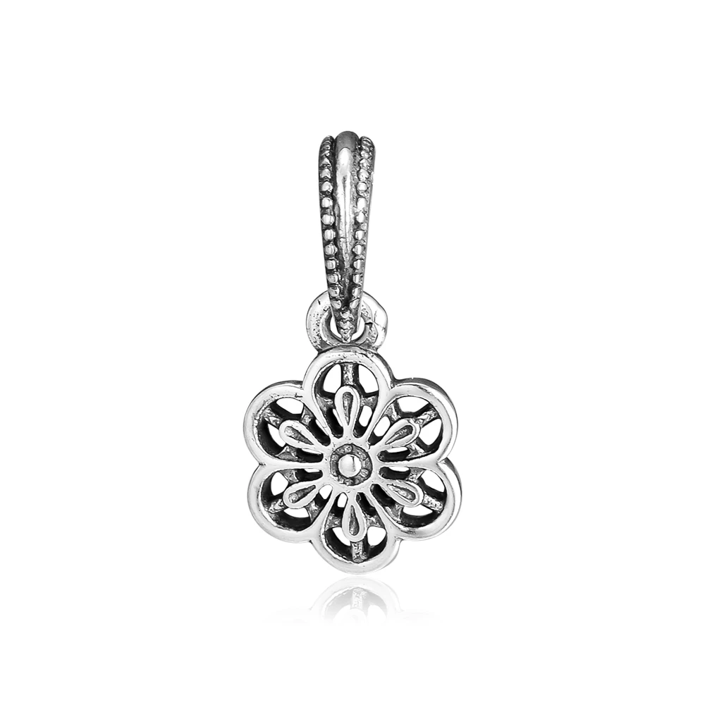 

CKK Fit Pandora Bracelets Floral Daisy Lace Charms 925 Original Sterling Silver Charm Beads for Jewelry Making Bead