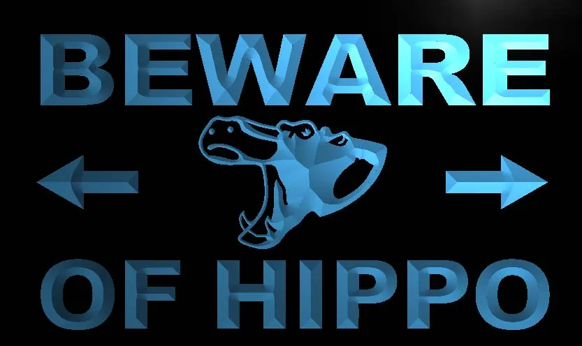 LN475- Beware of Hippo LED Neon Light Sign | Дом и сад