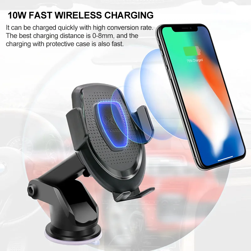 

FastDeng 2 in 1 QI wireless car holder charger for iPhone 8 X XSMax Universal fast car wireless charger for Samsung S7 S8 S9Plus