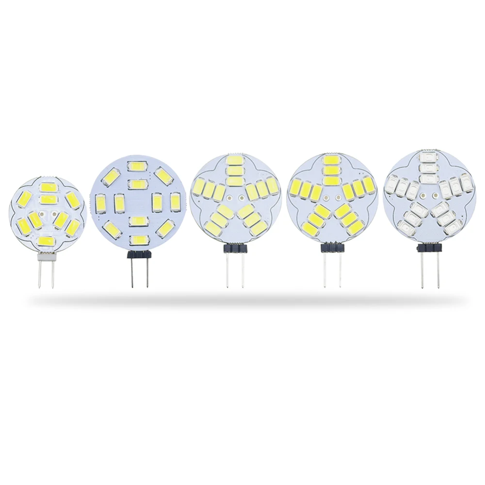 Двухштырьковые светодиодные лампы G4 12 в пост. Тока 5730 SMD круглые 9 15 светодиодов