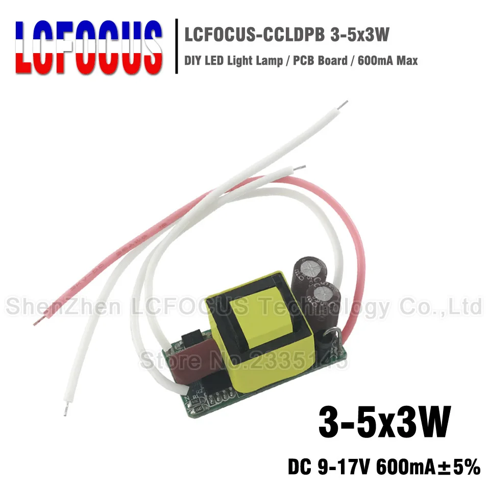 

10pcs 9W 12W 15W Lighting Transformers 3-5*3W Output DC9-17V Current 600mA LED Driver For 9 12 15 W Watt Spotlights Bulb Light