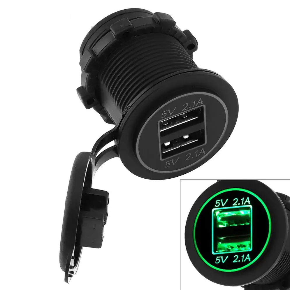 5V 4.2A Водонепроницаемый двойной апертуры USB адаптер автомобильного зарядного