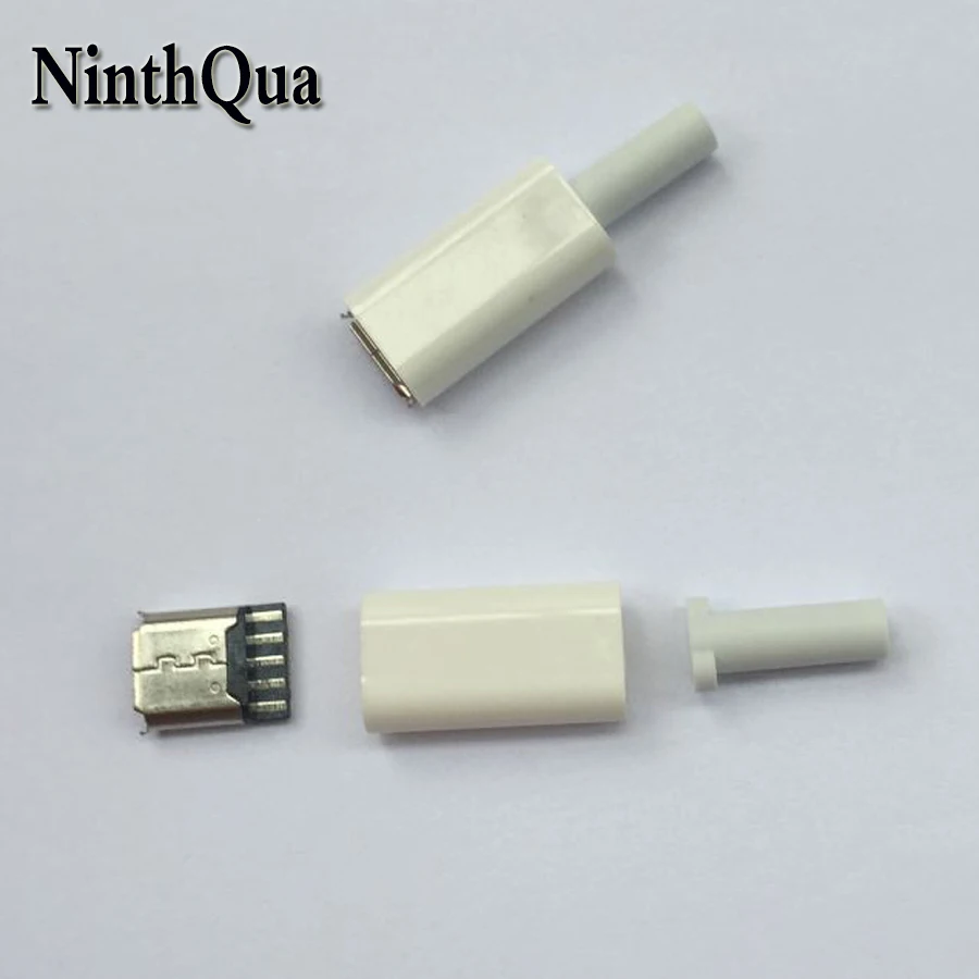 

5sets Micro USB 5Pin Female Plug Jack Connector With White Plastic Cover Welding Type 3 in 1 DIY Charging Plugs for Android