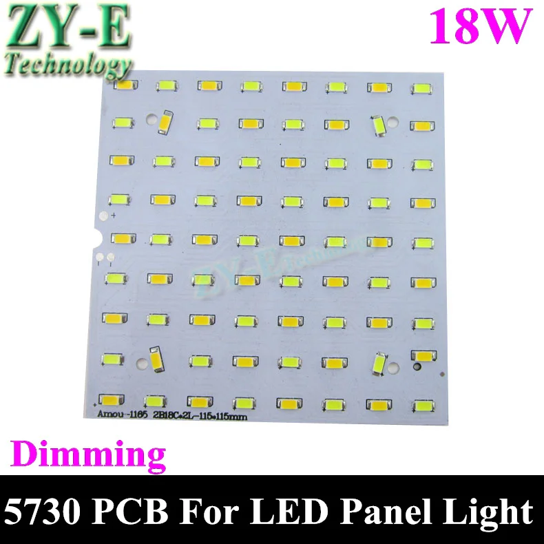 

50pcs 18W LED PCB Dimmable smd 5730 aluminum plate 115*115mm sqaure LED ceiling lights/ Panel lamp source For LED Ceiling Lights