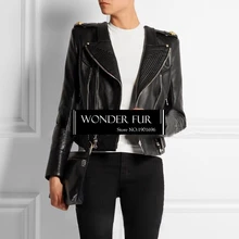 Уникальный дизайн куртка из натуральной кожи для женщин куртка из натуральной кожи изысканный процесс овчины пальто с регулируемый пояс