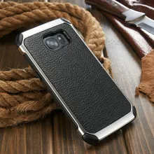 Роскошный кожаный чехол с личи для S7 Edge, 2 в 1, армированный стиль, металл+ силикон, ТПУ, задняя крышка для samsung Galaxy S7, S7 Edge