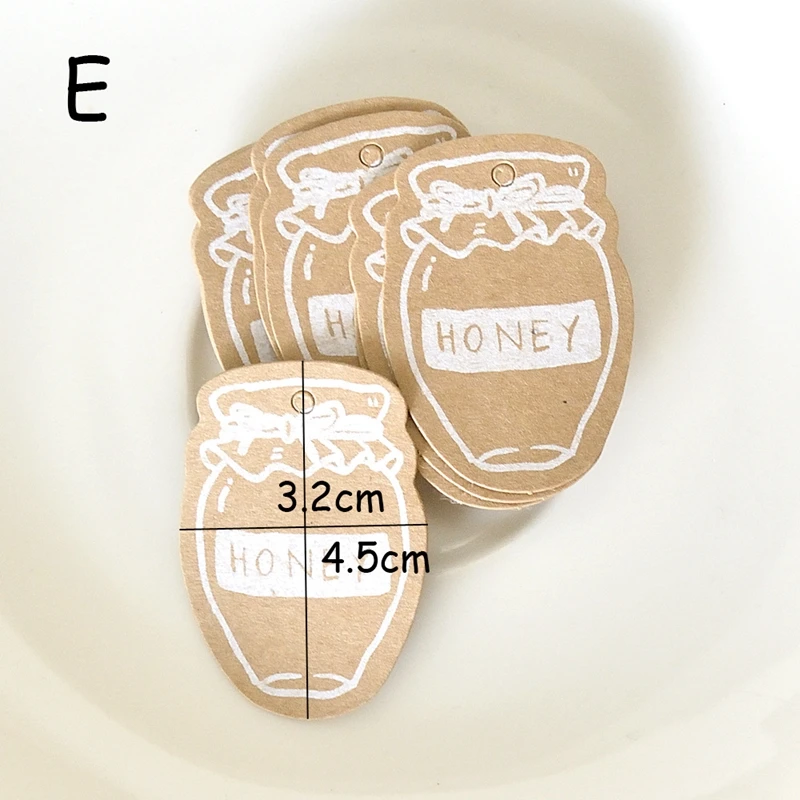 20 шт. маленькие бирки из крафт-бумаги, рождественские подарочные этикетки, поделки, Висячие бирки, упаковочные материалы, рождественские праздничные вечерние украшения - Цвет: E