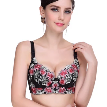 

Women Sexy Embroidered Push Up Bra Deep-V Women Support Bra Underwear Lingerie
