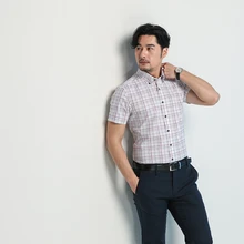 Летние шорты с длинными рукавами Рубашки в клетку Повседневное Slim Fit хлопковые мужские рубашки очаровательные со Мужская рубашка Camisa мужские часы DDX86525S