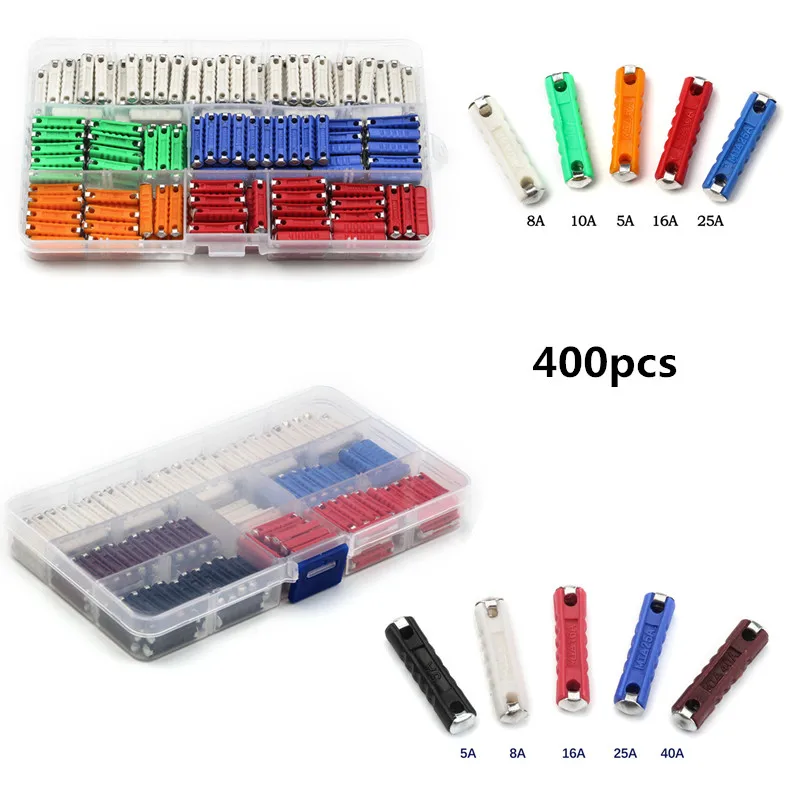 

400PCS Automotive European Fuse Dia 6mm Continental Car Fuse GBC EU Car/Auto Blade Auto Fuze Kit 5A 8A 10A 16A 25A 40A