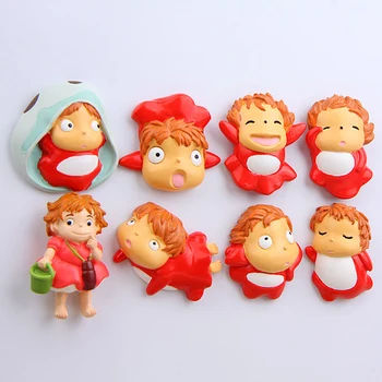 

8pcs/lot Miyazaki Ponyo on the Cartoon Creative Stereo Fridge Magnet Action Figures Toys Ornaments Model Toys For Kid Gifts