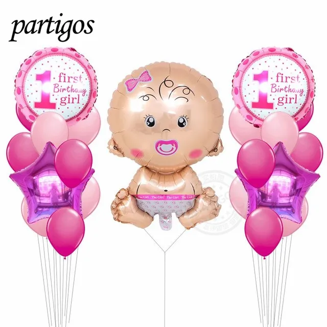 25pcs Lot Round Baby Girl Boy 1st Birthday Balloons Helium Baloes