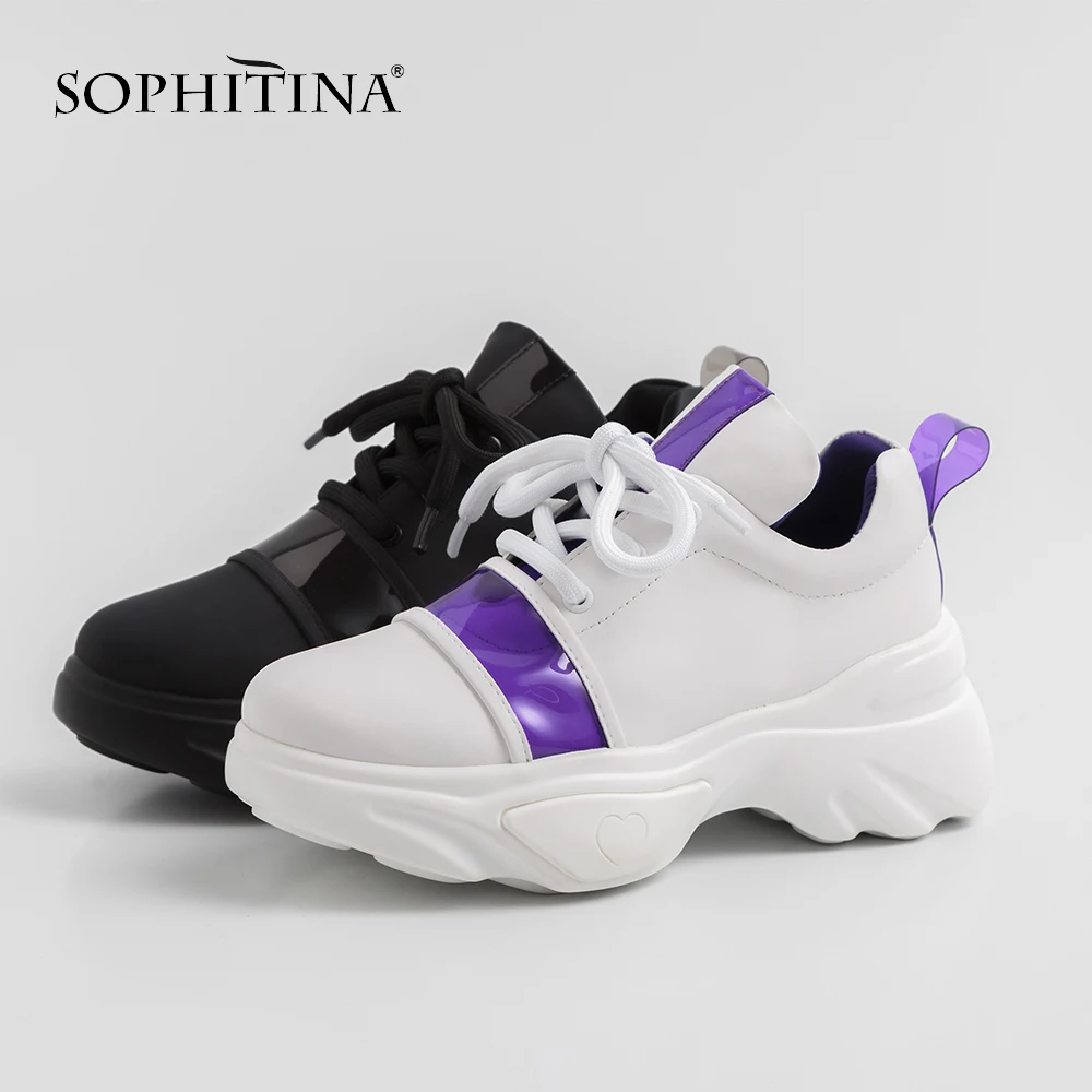 

SOPHITINA New Stylish Round Toe Woman Sneakers Casual Outside Lace-Up Movement Shoes Fashion Spring Design Ladies Sneakers MO219