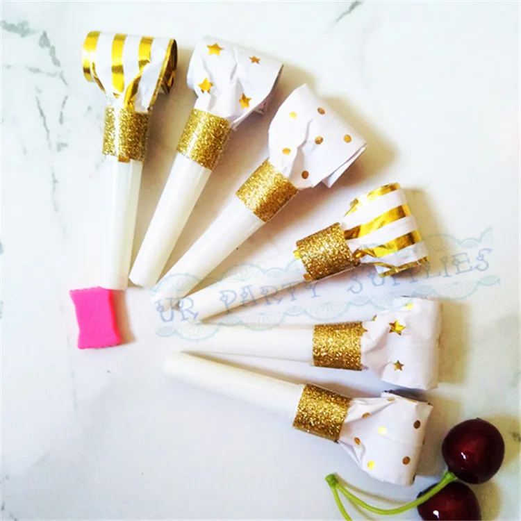 120pcs Gold Party Blowers Sweet Party Horns Festival Noisemakers Kid's