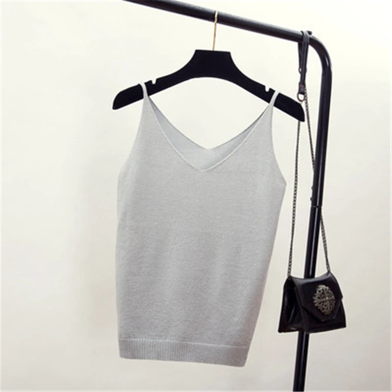 

2019 Summer Tank Tops For Women V Neck Vest Simple Pure color Joker For Girls Woman underwear