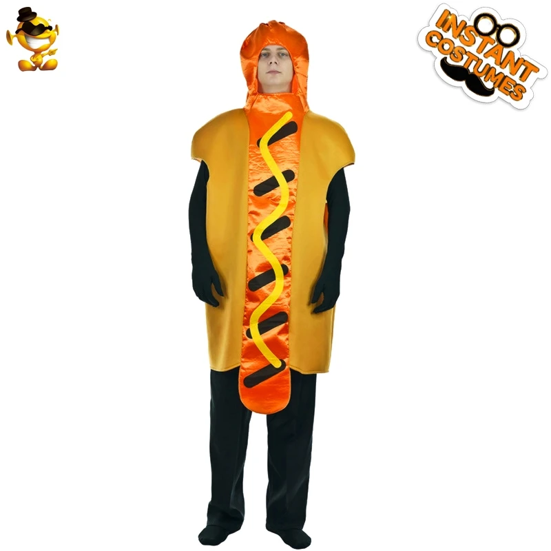

Halloween Party Funny Hot Dog Costumes Fancy Dress Hot Dog Roleplay Costumes Adult Man Hot Dog Jumpsuit