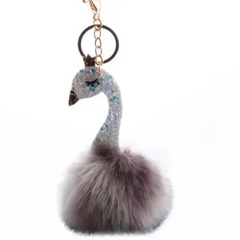 

Fashion Multicolor Sequins Swan Pompom Ball Bag Pendant Oenament Decoration
