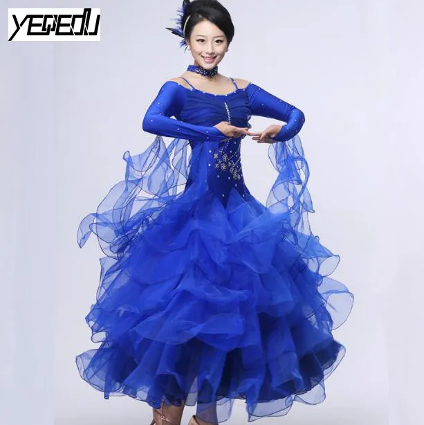 2209 Modern dance costume Strapless Long sleeve flower luxury set