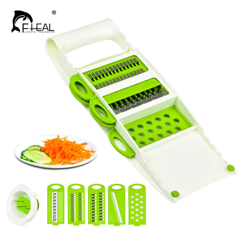 

FHEAL Clever Kitchen Cutter 5 in 1 Stainless Fruits Vegetable Grater Cutter Machine Carrot Potato Slicer Chopper Crusher