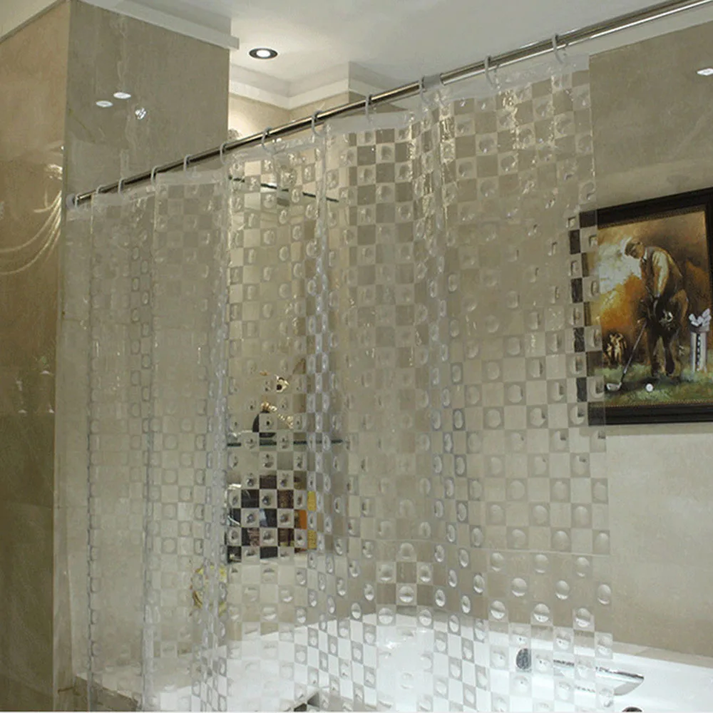 

ST136 PEVA 3D Water Cube Thicken Shower Curtains Semi-transparent Waterproof Shower Curtains Bathroom Curtain