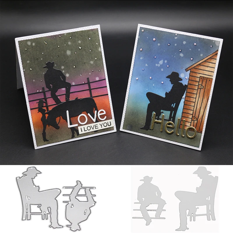 

2pcs Leisure cowboy frame Metal Cutting Dies Stencil for DIY Scrapbooking/photo Album Decorative Embossing DIY Paper Cards Craft