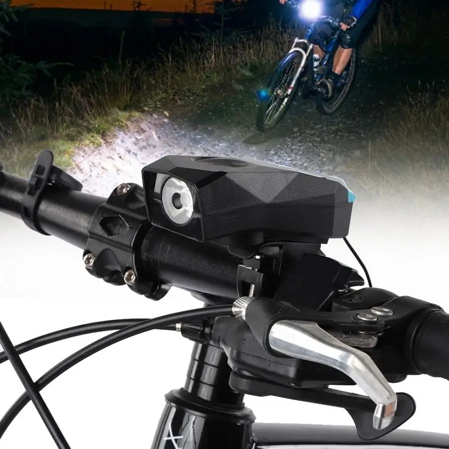 Cheap Waterproof Bicycle Front Light Intelligent Touch Switch USB Charging Headlight With 140dB Horn Outdoor Cycling Accessories 5