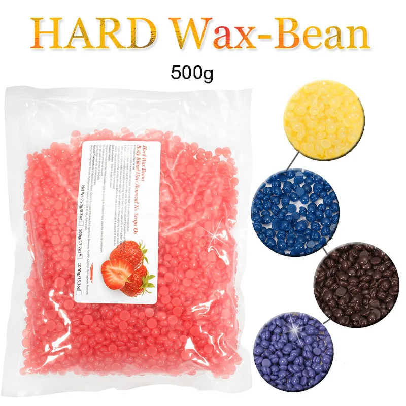 

New 500g No Strip Depilatory Hot Film Solid Hard Wax Pellet Waxing Body Bikini Hair Epilation Removal Bean Taste Random 2018