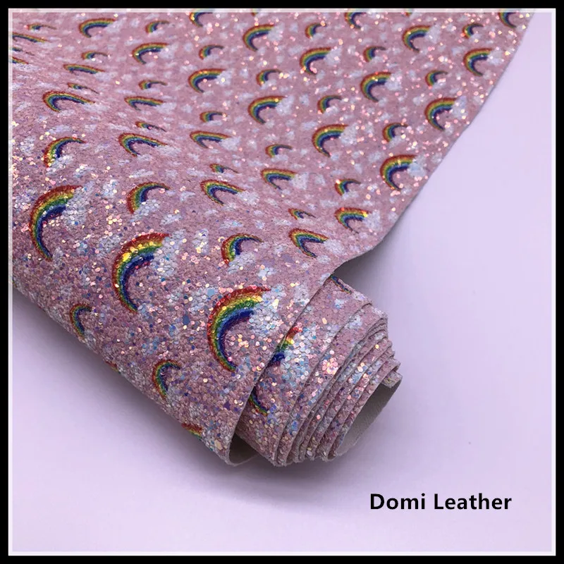 rainbow printed chunky glitter fabric for hairbows (8)