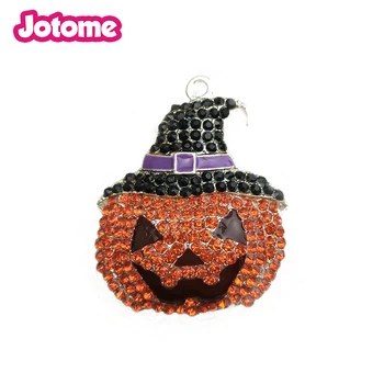 

Halloween PUMPKIN Scared Hat Enamel Rhinestone Charm Pendant for Kids