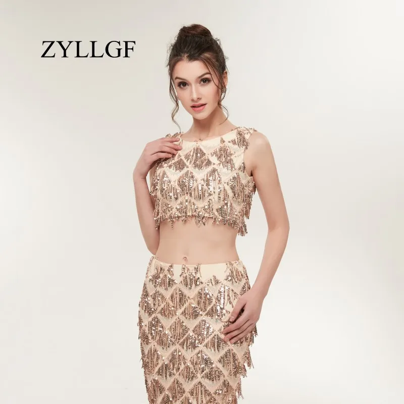 ZYLLGF пикантное длинное платье для мам, платье Русалочки без рукавов с блестками, 2 предмета, вечерние платья Mutter Der Brat Kleider LFB7