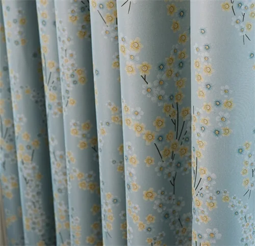 Деревенские маленькие дизайнерские розовые занавески с цветочными листьями для гостиной, спальни, кухни, занавески на окна, синие занавески HP019D3 - Цвет: Blue Shade Cloth