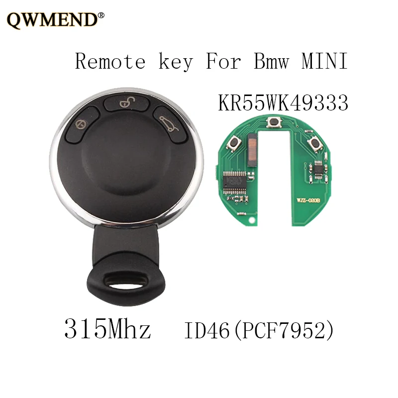 QWMEND 2 шт. * 315 МГц умный дистанционный ключ брелок для BMW Mini Cooper 2007 2008 2009 2010 2011 2012 2013