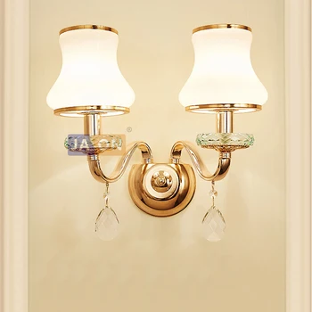 

led e14 Nordic Iron Glass Crystal Gold White LED Lamp LED Light Wall lamp Wall Light Wall Sconce For Bedroom