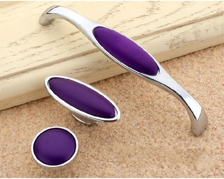 10PCS Purple Jade Handles Zinc Alloy Wardrobe Drawers Pullsin
